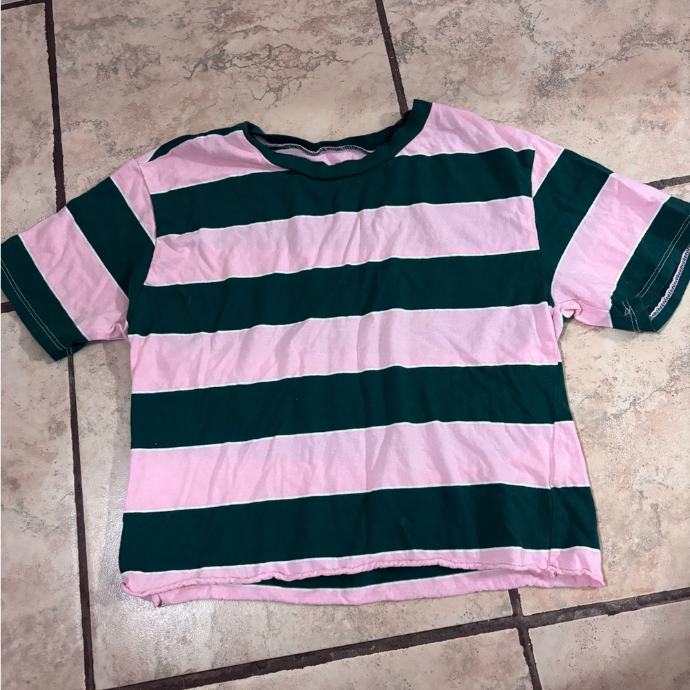Striped Kids Shirt - Pink and Green